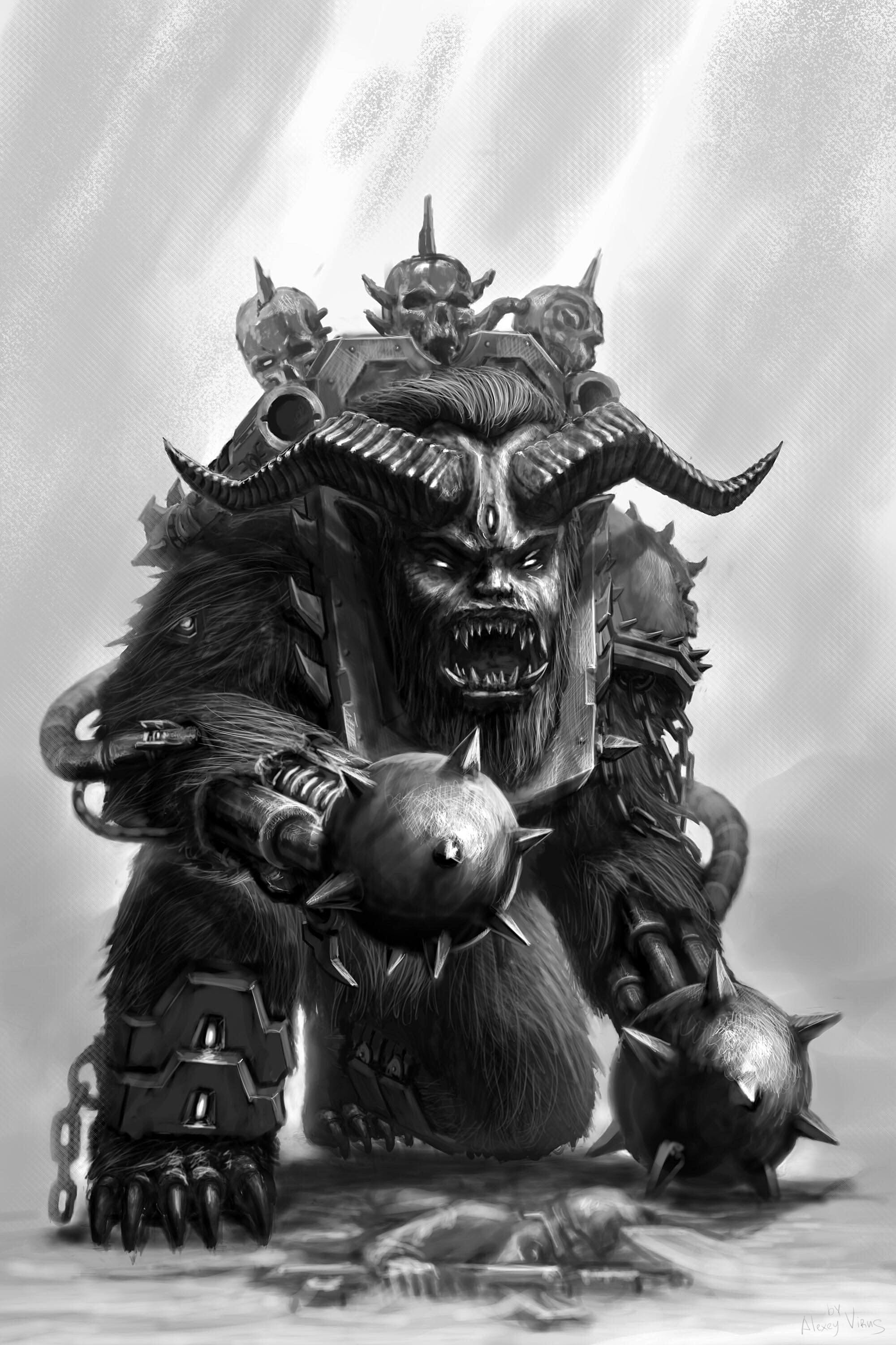  Sketch. Character. Mountain yeti cyber demon.