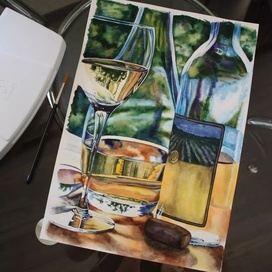 Still life with wine