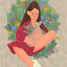 Jane with cats