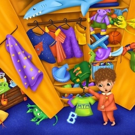 Mikey is choosing what to wear and finds the letter B