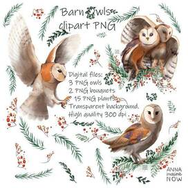 Barn owls digital clipart