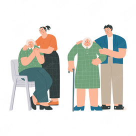 Elderly Care and Support Concept. Vector illustration