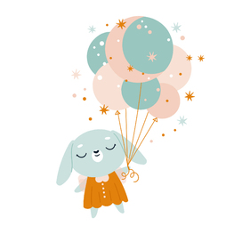 A rabbit with balloons