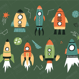 Cartoon rockets. Vector illustration