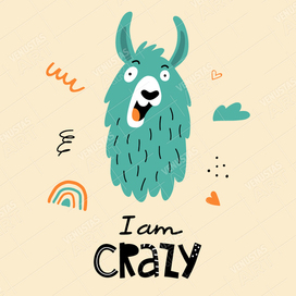 Crazy Llama. Vector illustration