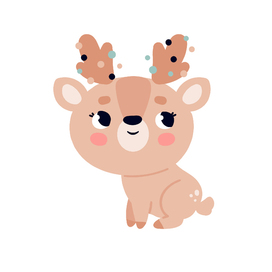 A cute fawn is sitting