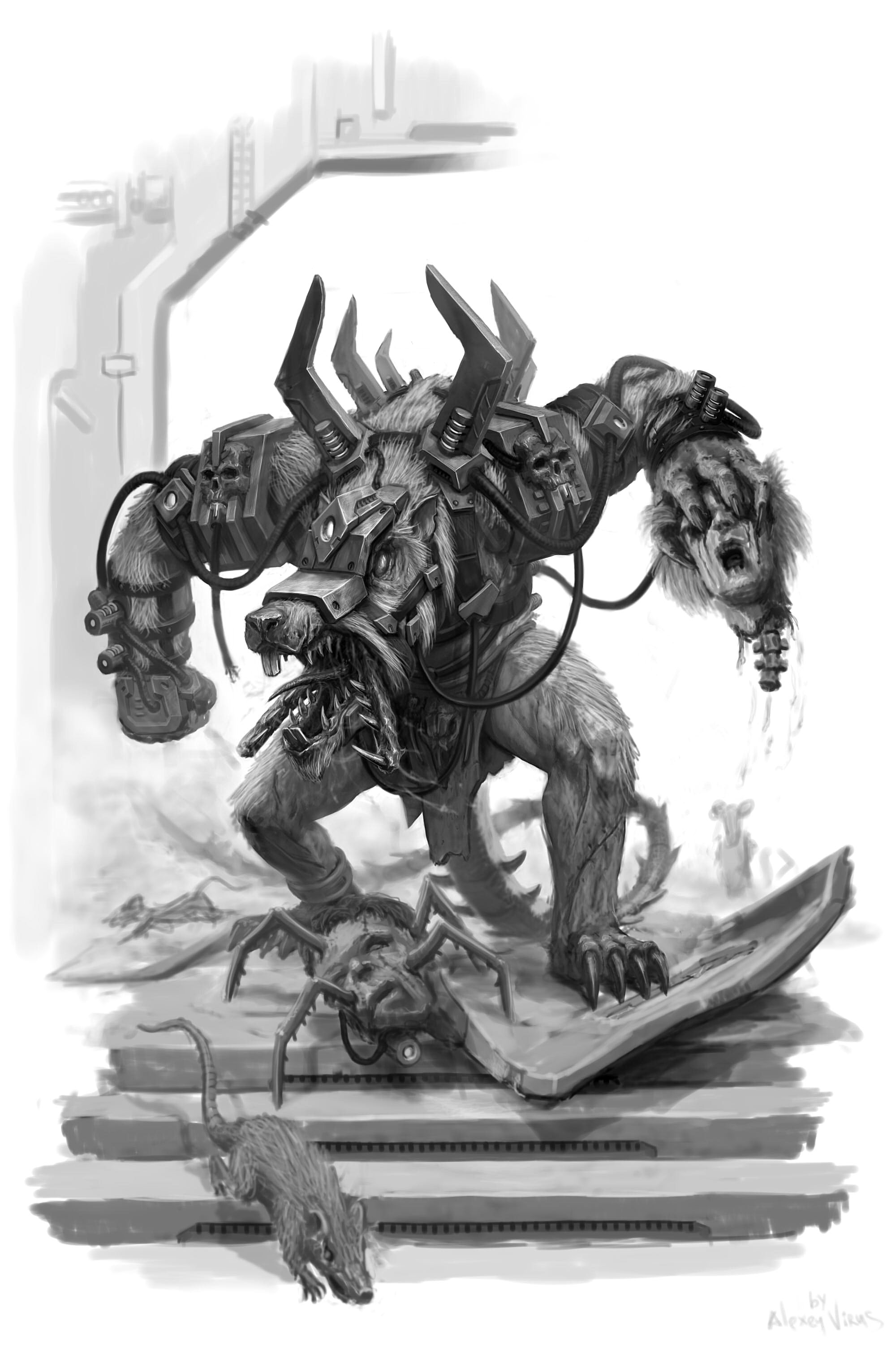 Sketch. Character. Mutant laboratory rat.