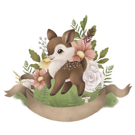 Baby deer illustration. Sublimation design.