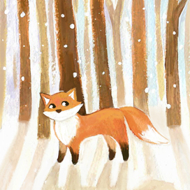 Fox in winter forest