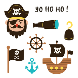 Vector illustration with cute pirate elements.