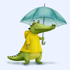 Crocodile with umbrella