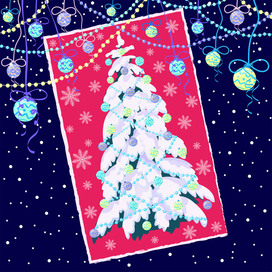 Christmas card with a Christmas tree