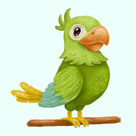 Funny green parrot