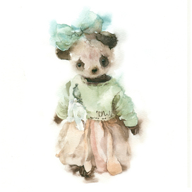 watercolor illustration of a collectible author's toy