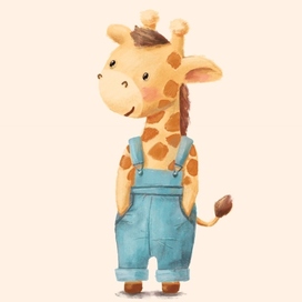 Giraffe in denim overalls