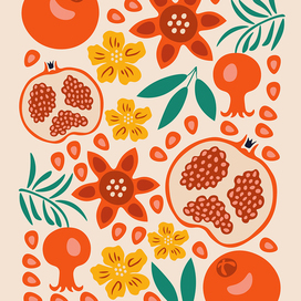 Modern poster with pomegranate fruits