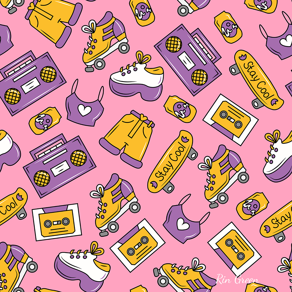 Retro seamless pattern in 90s style