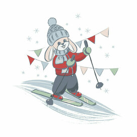 Bunny on skis