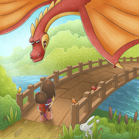 Illustration for the book "Dragon's Bridge"