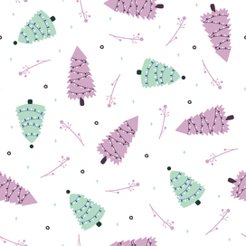 Christmas seamless pattern with christmas tree