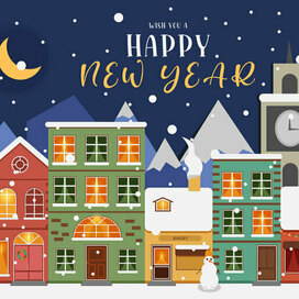 Banner for the site web design graphic design new year christmas houses town night