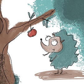 hedgehog and apple