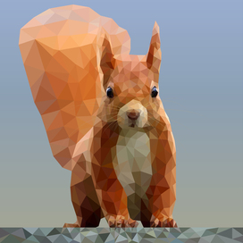 Vector illustration "Squirrel" in Low-Poly style