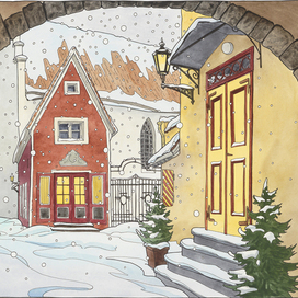 Small watercolour illustration series “Seasons in Tallinn”