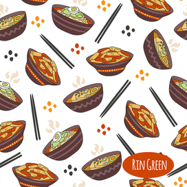 Vector food seamless pattern with korean dishes