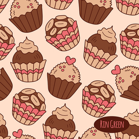 Cute food seamless pattern with chocolate candies