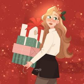 Illustration character design girl New Year Christmas Gifts / Draw this in your style