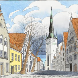 Small watercolour illustration series “Seasons in Tallinn”