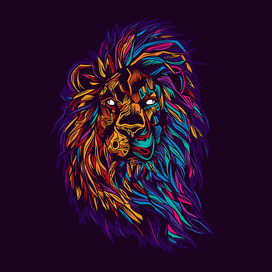 LION IN NEON RETRO STYLE.