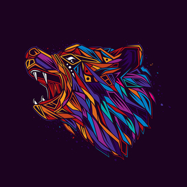 BEAR IN NEON T-SHIRT DESIGN.