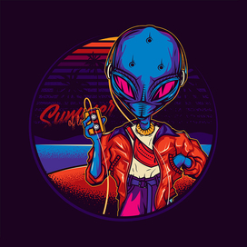 RETRO ALIEN. T-SHIRT DESIGN