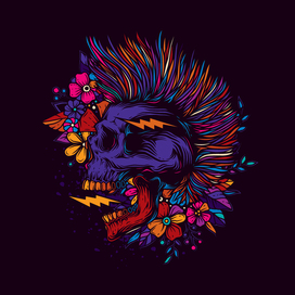 SKULL PUNK ROCK. T-SHIRT DESIGN