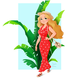 Girl and palm tree