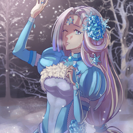 Fantasy anime girl — winter illustration