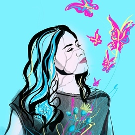 Girl and butterflies