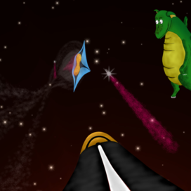 Space. A dangerous encounter. Dragon.