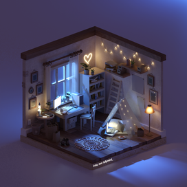 3D interior lowpoly