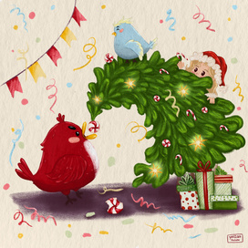 Birds & Christmas tree