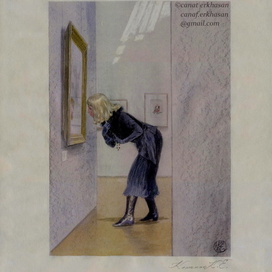In the museum. At the exhibition. 17 х 26 см.