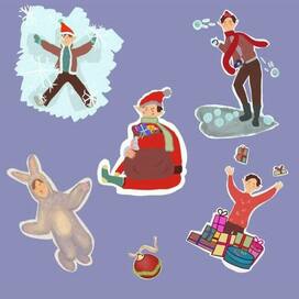 new year sticker set