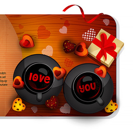 Happy Valentine's Day coffee theme. Site template.