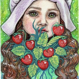 Girl with strawberries