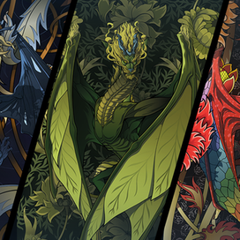 Dragons + floral ornament