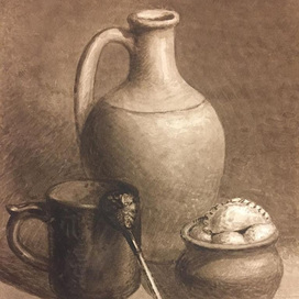 Jug and clay objects