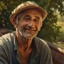 Happy fisherman