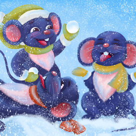 There are mice in snow. Winter images